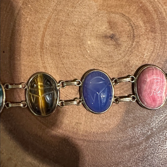 Scarub bracelet Multicolor Stone Bracelet with Gold Chain - Picture 1 of 8